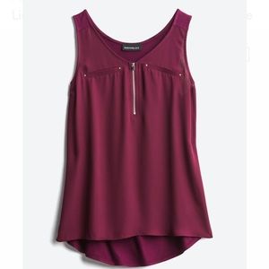 FORTUNE + IVY Lighton Zip Detail Mixed Material Blouse